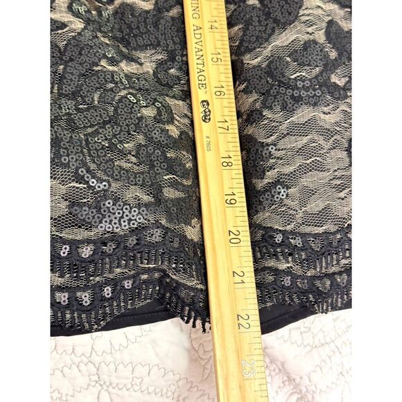 GORGEOUS ASTR Sheer, Lacy Sleeveless Black Top w/ Sequins, Fringe, Size S EUC - Picture 7 of 7